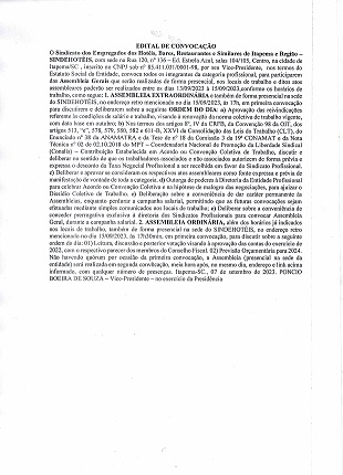 Edital Campanha Salarial 2023/2024 e Aprovação de Contas