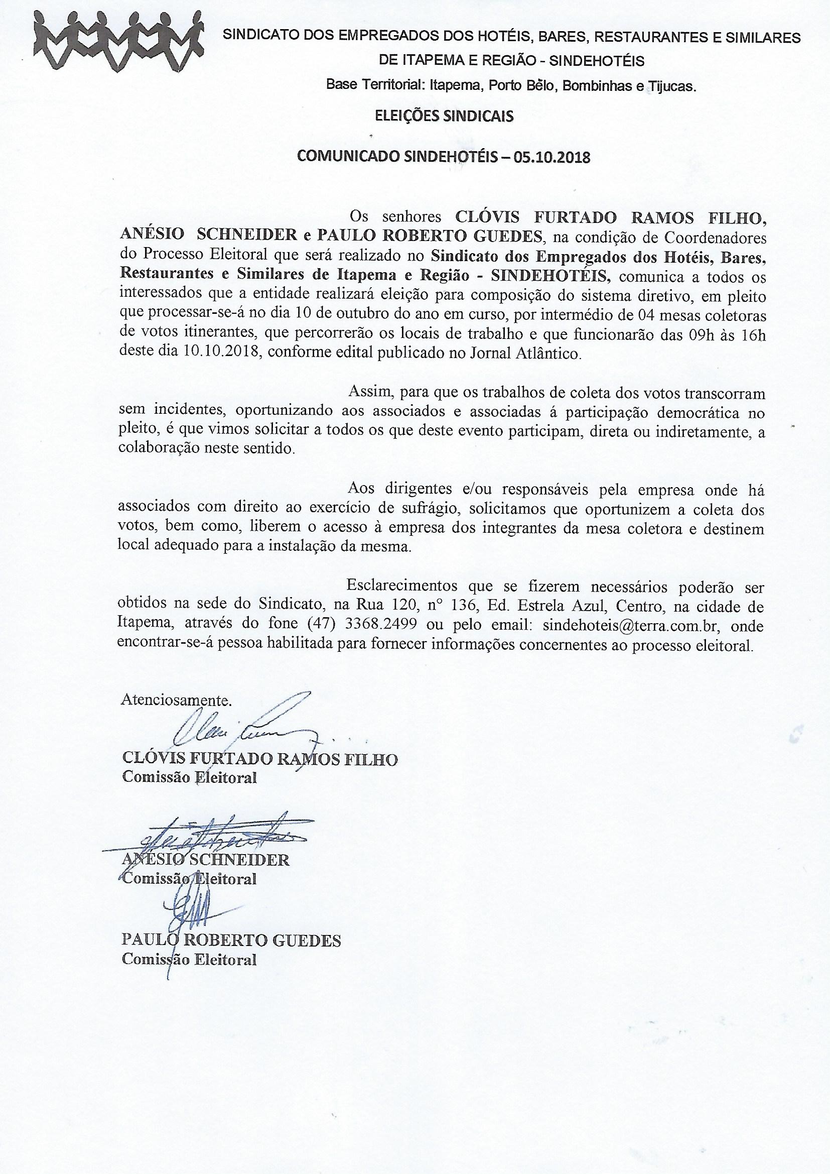 ELEIÇÕES SINDICAIS