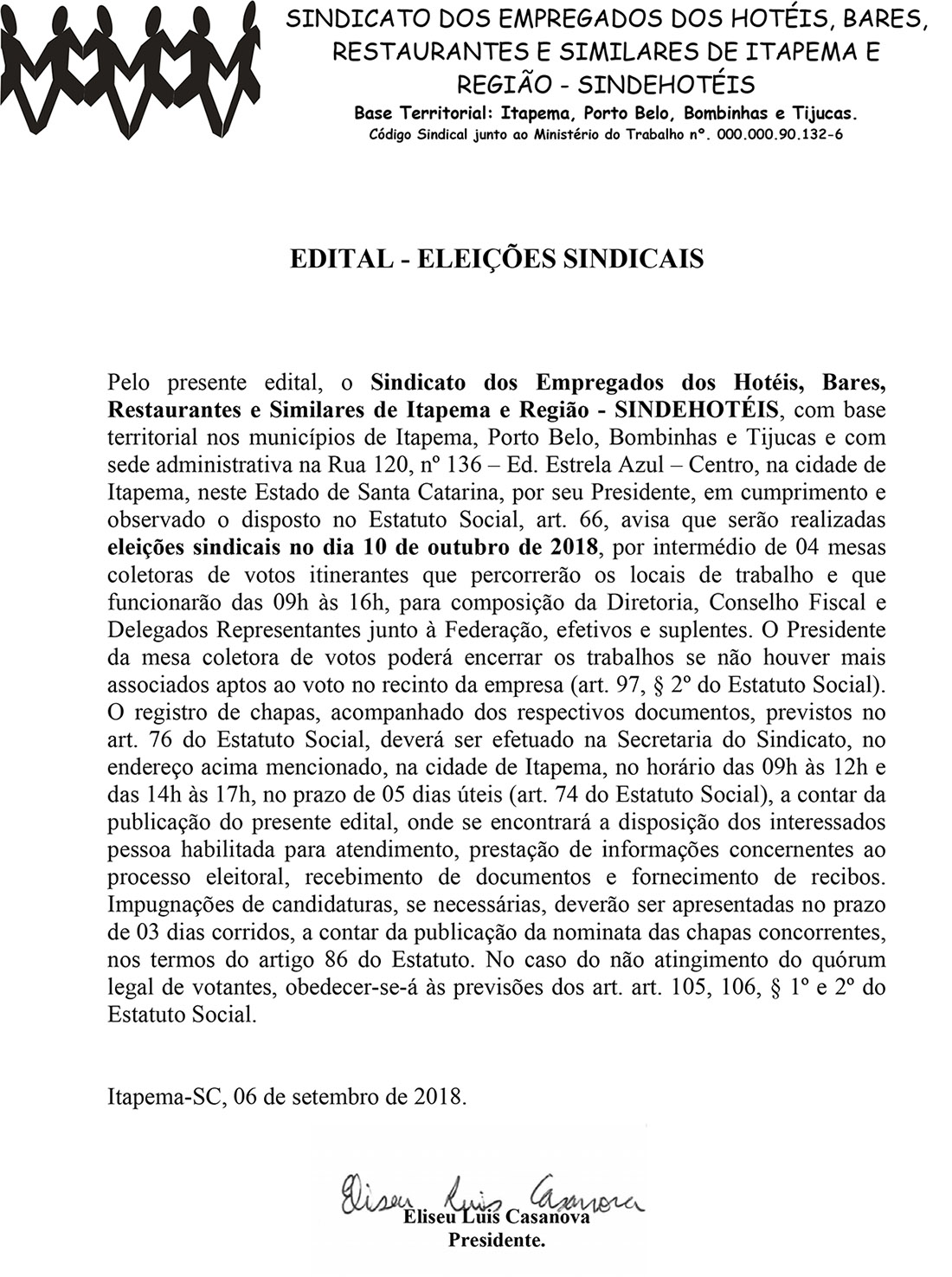 EDITAL ELEIÇÕES SINDICAIS
