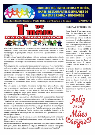 INFORMATIVO MAIO DE 2019 - NÃO DEIXE DE FICAR INFORMADO!