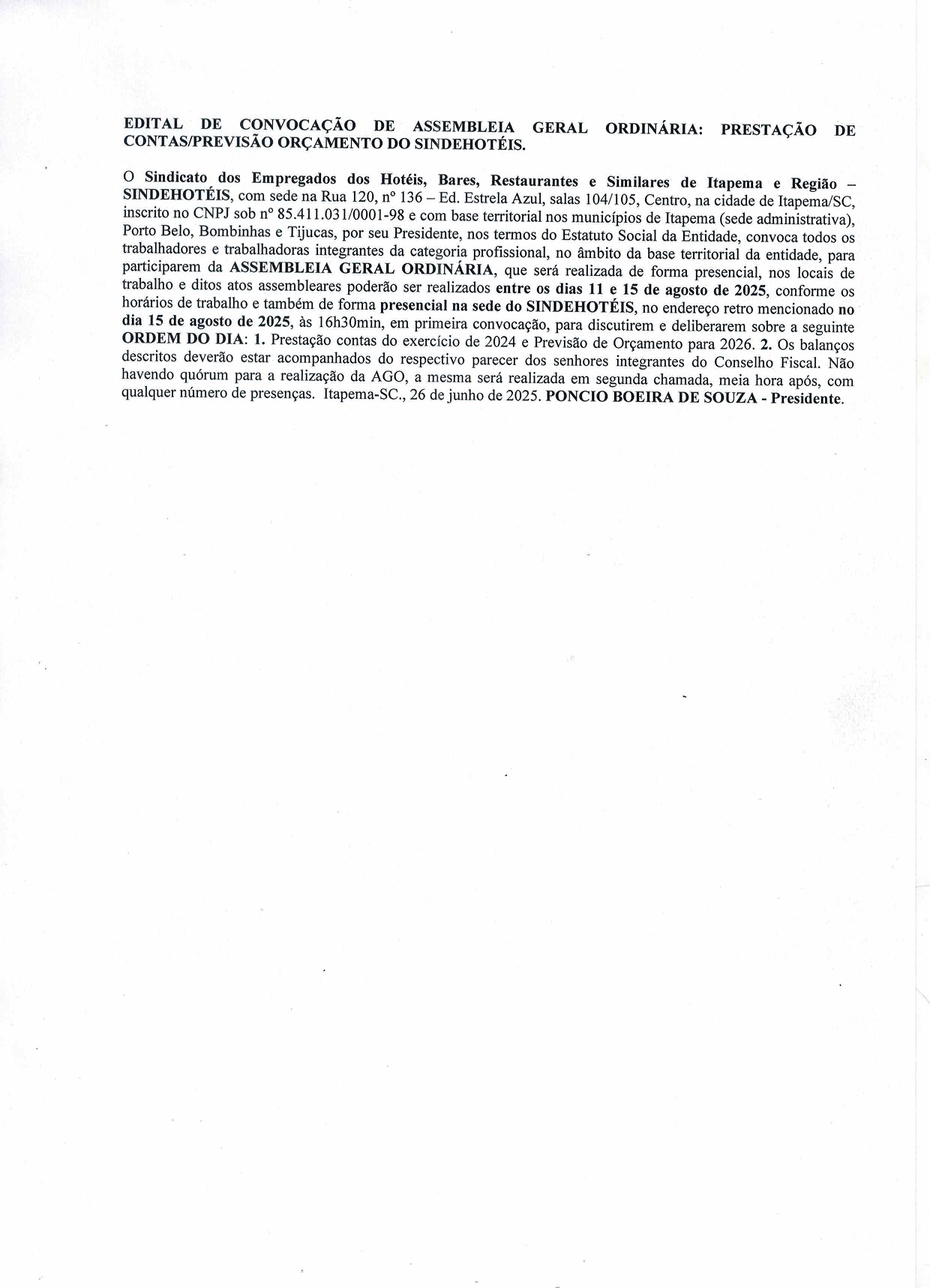 EDITAL PRESTAÇÃO CONTAS